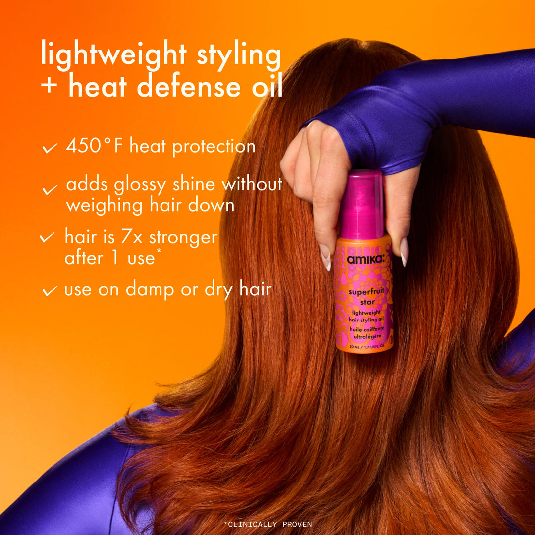 Amika Superfruit Star Lightweight Hair Styling + Heat Defense Oil