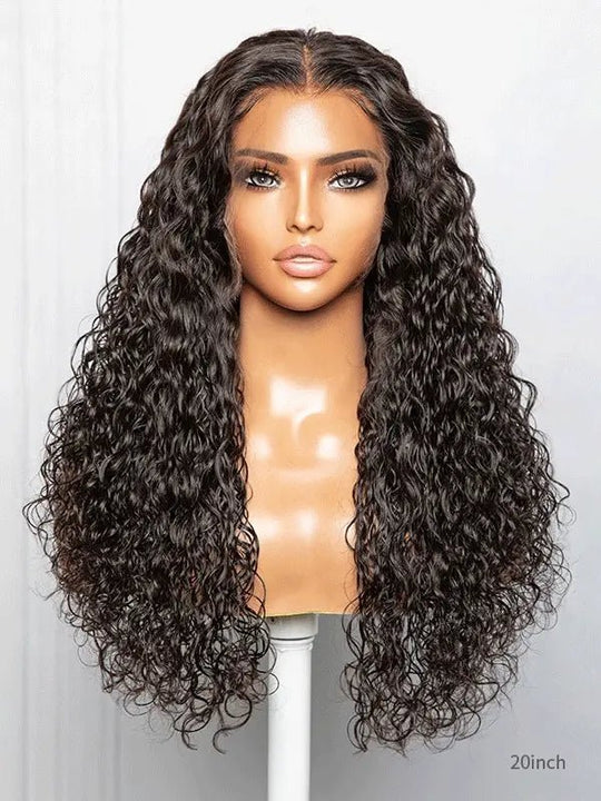 Janice Pre-Plucked Curly Hair Wig Water Wave HD Lace Bleached-Knots