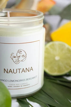 Nautana Co. Passion Mango, Bergamot, Lemongrass & Eucalyptus Coco Soy Candle